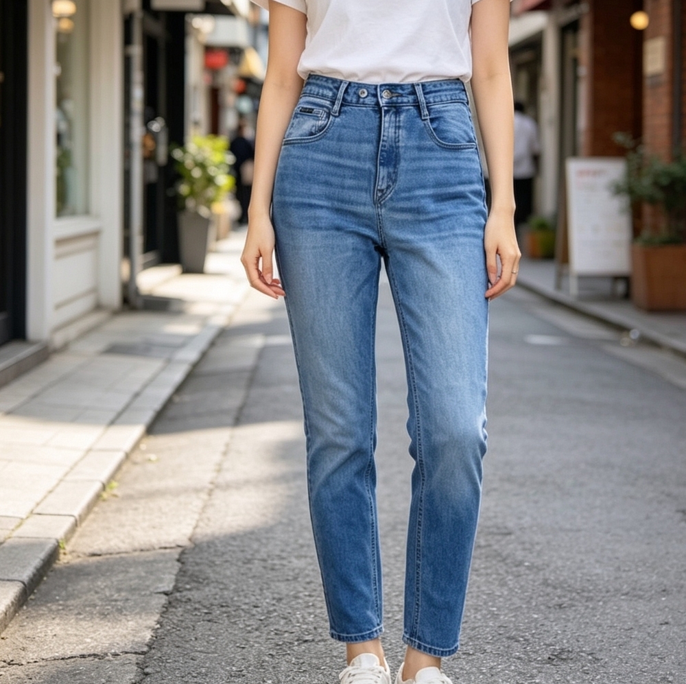 Frank & Oak Blue Denim Jeans Size 29 High Rise Slim Straight Stretch Cotton
